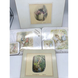 4 1990 Beatrix Potter Placemat Coaster Set